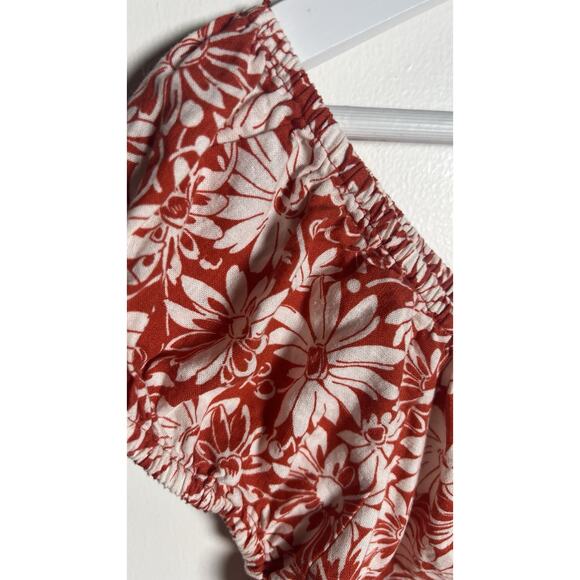 Madewell Margie Mini Dress In Abstract‎ Flora Orange Floral Linen Blend Size 2 - Picture 8 of 11